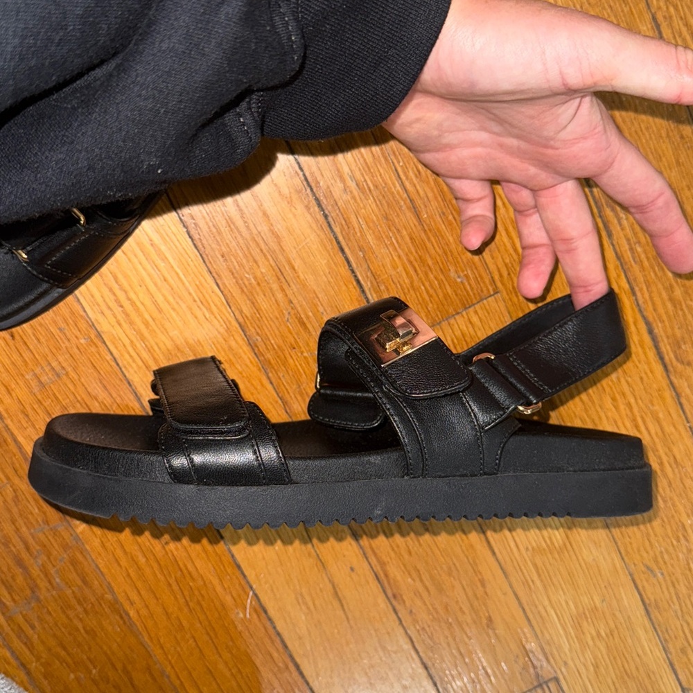 Steve Madden Black Leather Sandals